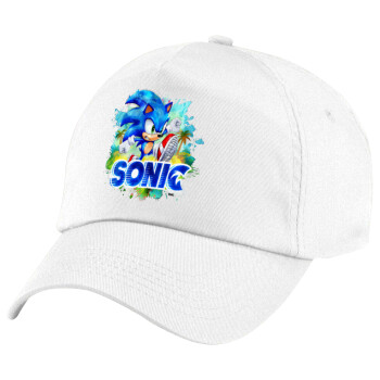 Sonic, Children's Baseball Cap, 100% Cotton Twill, White (COTTON, CHILDREN'S, UNISEX, ONE SIZE)