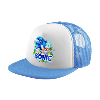 Sonic, Child's Soft Trucker Hat with Blue/White Mesh (POLYESTER, CHILD, ONE SIZE)