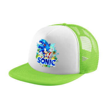 Sonic, Adult Soft Trucker Hat with Mesh GREEN/WHITE (POLYESTER, ADULT, ONE SIZE)