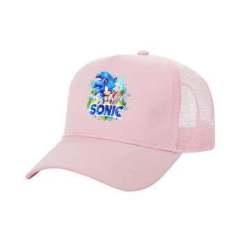 Sonic, Structured Trucker Children's Hat, with Mesh, PINK (100% COTTON, CHILDREN'S, UNISEX, ONE SIZE)