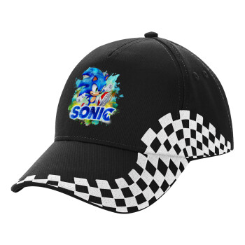 Sonic, Adult Ultimate BLACK RACING Cap, (100% COTTON DRILL, ADULT, UNISEX, ONE SIZE)