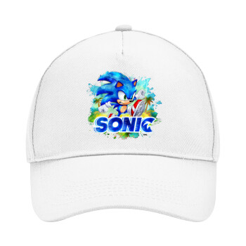 Sonic, Adult Baseball Cap, Drill, White (100% COTTON, ADULT, UNISEX, ONE SIZE)