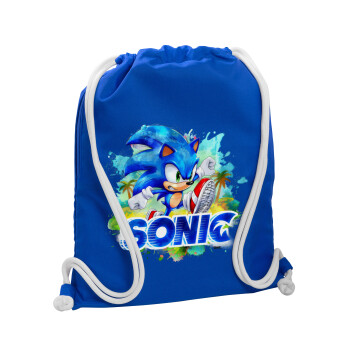 Sonic, Backpack pouch GYMBAG Blue, with pocket (40x48cm) & thick cords