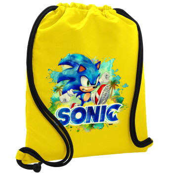 Sonic, Backpack pouch GYMBAG Yellow, with pocket (40x48cm) & thick cords