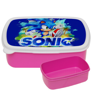 Sonic, ΡΟΖ παιδικό δοχείο φαγητού (lunchbox) πλαστικό (BPA-FREE) Lunch Βox M18 x Π13 x Υ6cm