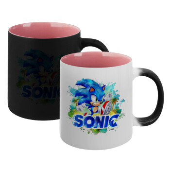 Sonic, Κούπα Μαγική εσωτερικό ΡΟΖ, κεραμική 330ml που αλλάζει χρώμα με το ζεστό ρόφημα (1 τεμάχιο)