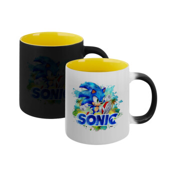 Sonic, Κούπα Μαγική εσωτερικό κίτρινη, κεραμική 330ml που αλλάζει χρώμα με το ζεστό ρόφημα (1 τεμάχιο)