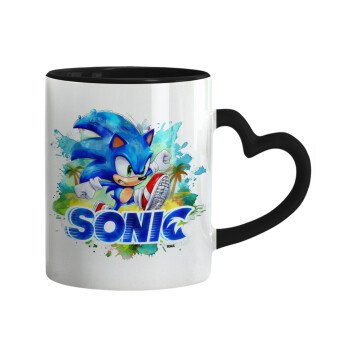 Sonic, Mug heart black handle, ceramic, 330ml