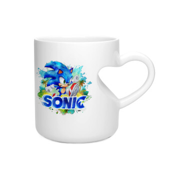 Sonic, Κούπα καρδιά λευκή, κεραμική, 330ml