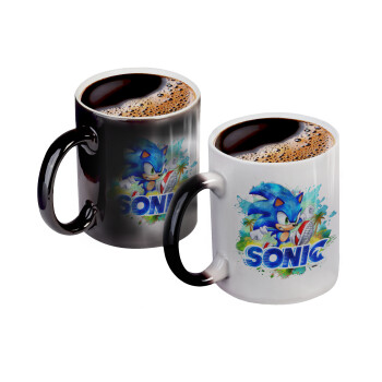 Sonic, Color changing magic Mug, ceramic, 330ml when adding hot liquid inside, the black colour desappears (1 pcs)