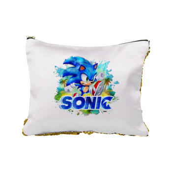 Sonic, Sequin Gold Pouch Cosmetic Bag