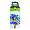 Children's hot water bottle, stainless steel, with safety straw, green, blue (350ml)