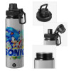 Metallic water bottle with safety cap, 850ml aluminum