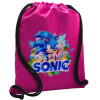 Backpack pouch GYMBAG Fuchsia, with pocket (40x48cm) & thick cords