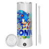 Eco friendly stainless steel tumbler 600ml, with metal straw & cleaning brush