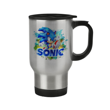 Sonic, Stainless steel travel mug with lid, double wall 450ml