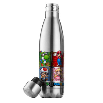 Back to the School Mario & Friends, Μεταλλικό παγούρι θερμός Inox (Stainless steel), διπλού τοιχώματος, 500ml