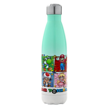 Back to the School Mario & Friends, Metal mug thermos Green/White (Stainless steel), double wall, 500ml