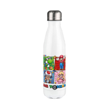 Back to the School Mario & Friends, Metal mug thermos White (Stainless steel), double wall, 500ml