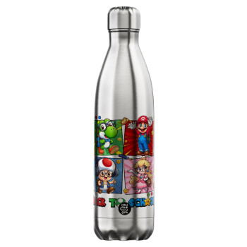 Back to the School Mario & Friends, Inox (Stainless steel) hot metal mug, double wall, 750ml