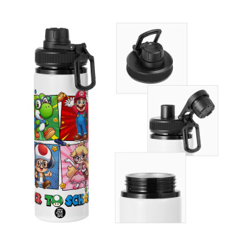 Back to the School Mario & Friends, Metal water bottle with safety cap, aluminum 850ml