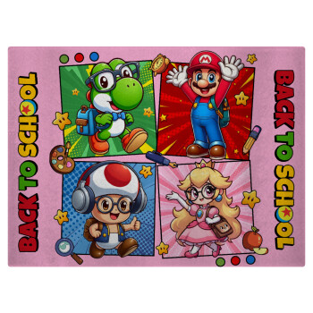 Back to the School Mario & Friends, Επιφάνεια κοπής γυάλινη (38x28cm)