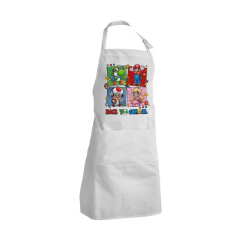 Back to the School Mario & Friends, Adult Chef Apron (with sliders and 2 pockets)