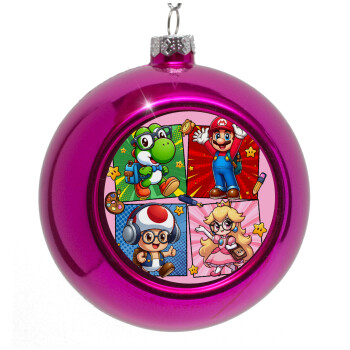 Back to the School Mario & Friends, Purple Christmas tree ornament bauble 8cm