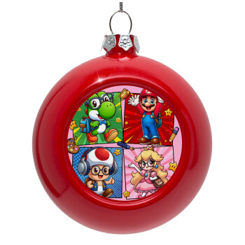 Back to the School Mario & Friends, Red Christmas tree ornament bauble 8cm