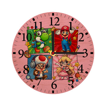 Back to the School Mario & Friends, Ρολόι τοίχου ξύλινο plywood (20cm)