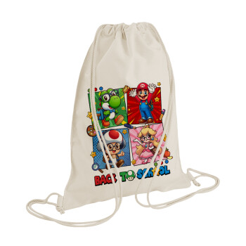 Back to the School Mario & Friends, Backpack bag GYMBAG natural (28x40cm)