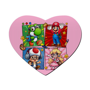 Back to the School Mario & Friends, Mousepad καρδιά 23x20cm