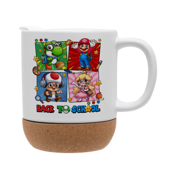 Back to the School Mario & Friends, Ceramic coffee mug Cork (MAT), 330ml (1pcs)