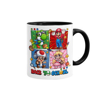 Back to the School Mario & Friends, Mug colored black, ceramic, 330ml