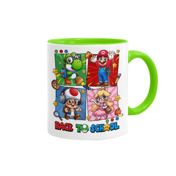 Back to the School Mario & Friends, Mug colored light green, ceramic, 330ml