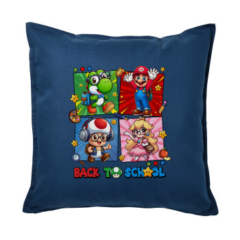 Back to the School Mario & Friends, Sofa cushion Blue 50x50cm includes filling