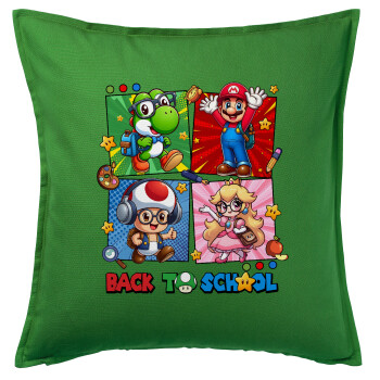 Back to the School Mario & Friends, Sofa cushion Green 50x50cm includes filling