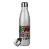 Metallic Glitter Silver Thermos Flask (Stainless steel), double-walled, 500ml