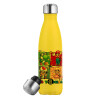 Yellow Stainless Steel Metallic Thermos, double-walled, 500ml