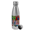 Metallic water bottle, stainless steel, 750ml