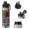 Metallic water bottle with safety cap, 850ml aluminum