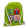 Backpack bag GYMBAG LIME GREEN, with pocket (40x48cm) & thick cords