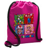 Backpack pouch GYMBAG Fuchsia, with pocket (40x48cm) & thick cords