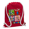 Backpack pouch GYMBAG Red, with pocket (40x48cm) & thick cords