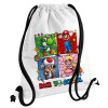 Backpack pouch GYMBAG white, with pocket (40x48cm) & thick cords