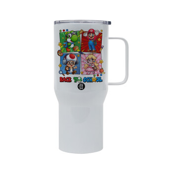 Back to the School Mario & Friends, Mega Stainless steel Tumbler with lid, double wall 750L