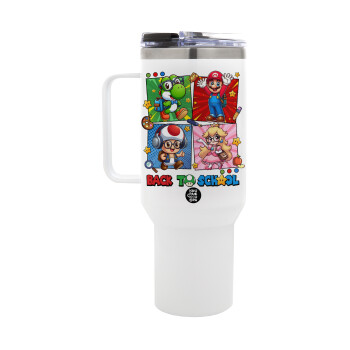 Back to the School Mario & Friends, Mega Tumbler με καπάκι, διπλού τοιχώματος (θερμό) 1,2L