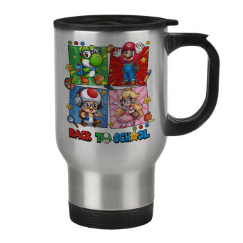 Back to the School Mario & Friends, Stainless steel travel mug with lid, double wall 450ml