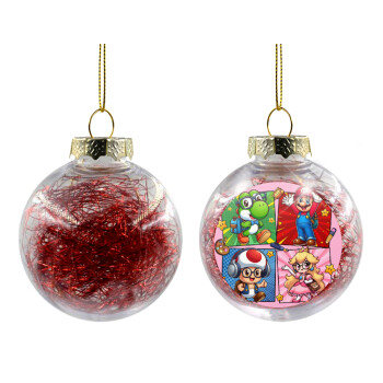 Back to the School Mario & Friends, Transparent Christmas tree ball ornament with red filling 8cm