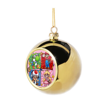 Back to the School Mario & Friends, Golden Christmas tree ball ornament 8cm